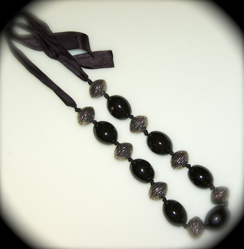 collana pietre dure e nastro [cod. 047]